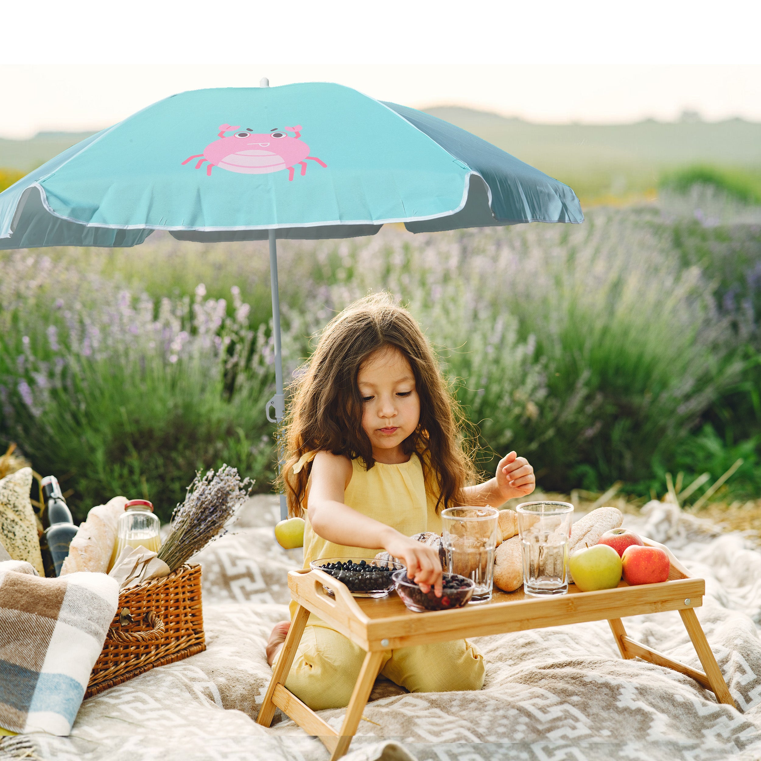 AMMSUN 5ft Beach Camping Garden Outdoor Kid Umbrella Green Grab