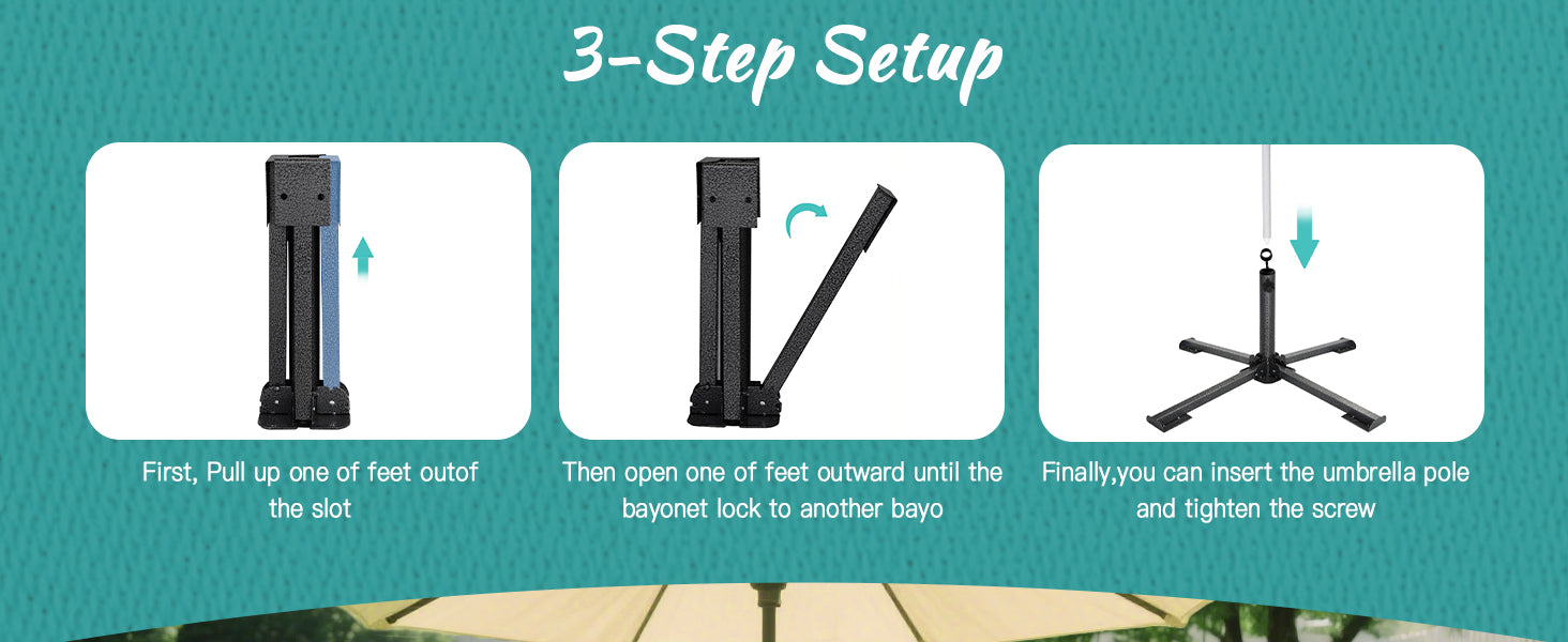 Instruction of using AMMSUN steel outdoor umbrella base with additional water bag