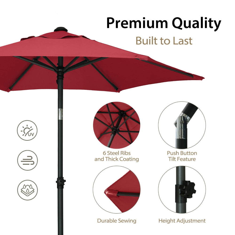 AMSUN 6ft red ammsun outdoor patio umbrella for picnic table umbrella has tilt function and height adjustment