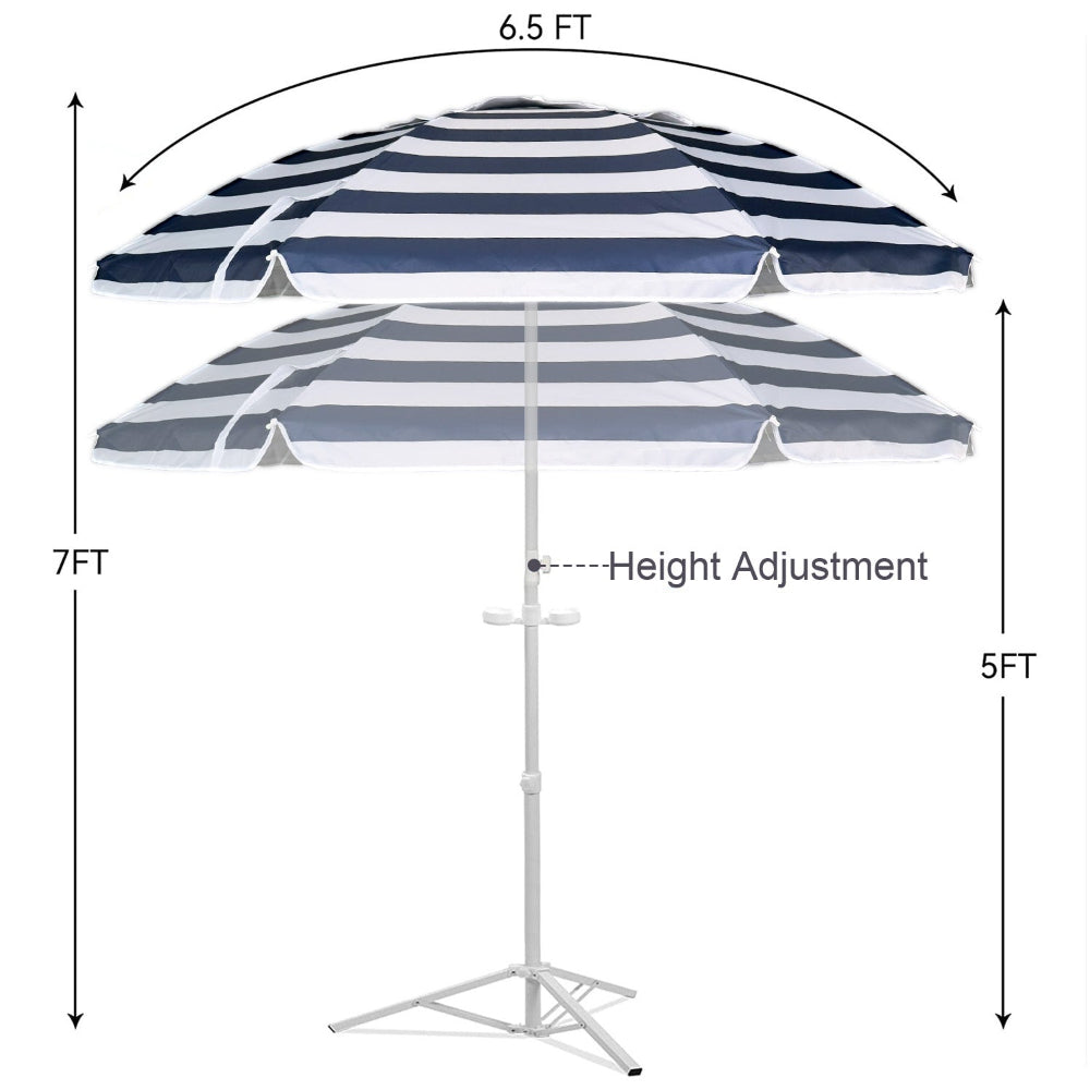 AMMSUN 6.5ft outdoor umbrella with base for sports umbrella on grass  in 7ft height has height adjustment function.
