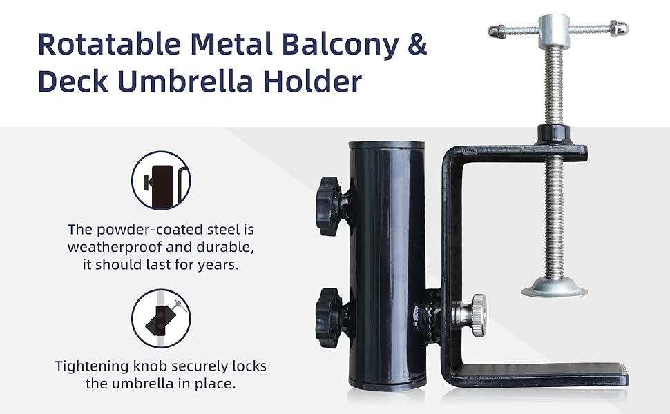 clamp-on patio umbrella for patio table AMMSUN Heavy Duty Upgraded Patio Umbrella Clamp 360 Degree rotatable