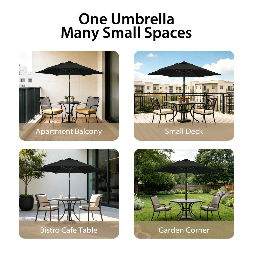 AMMSUN 6ft black large outdoor umbrella for pool umbrellas fits for apatment balcony, deck, cafe table and garden