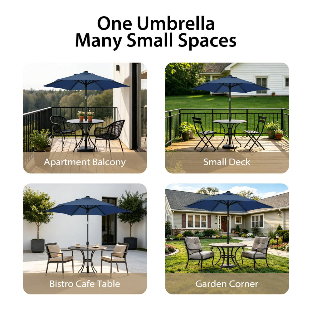AMMSUN 6ft dark blue outdoor patio umbrella for sun brella fits for balcony, small deck, cafe table and garden