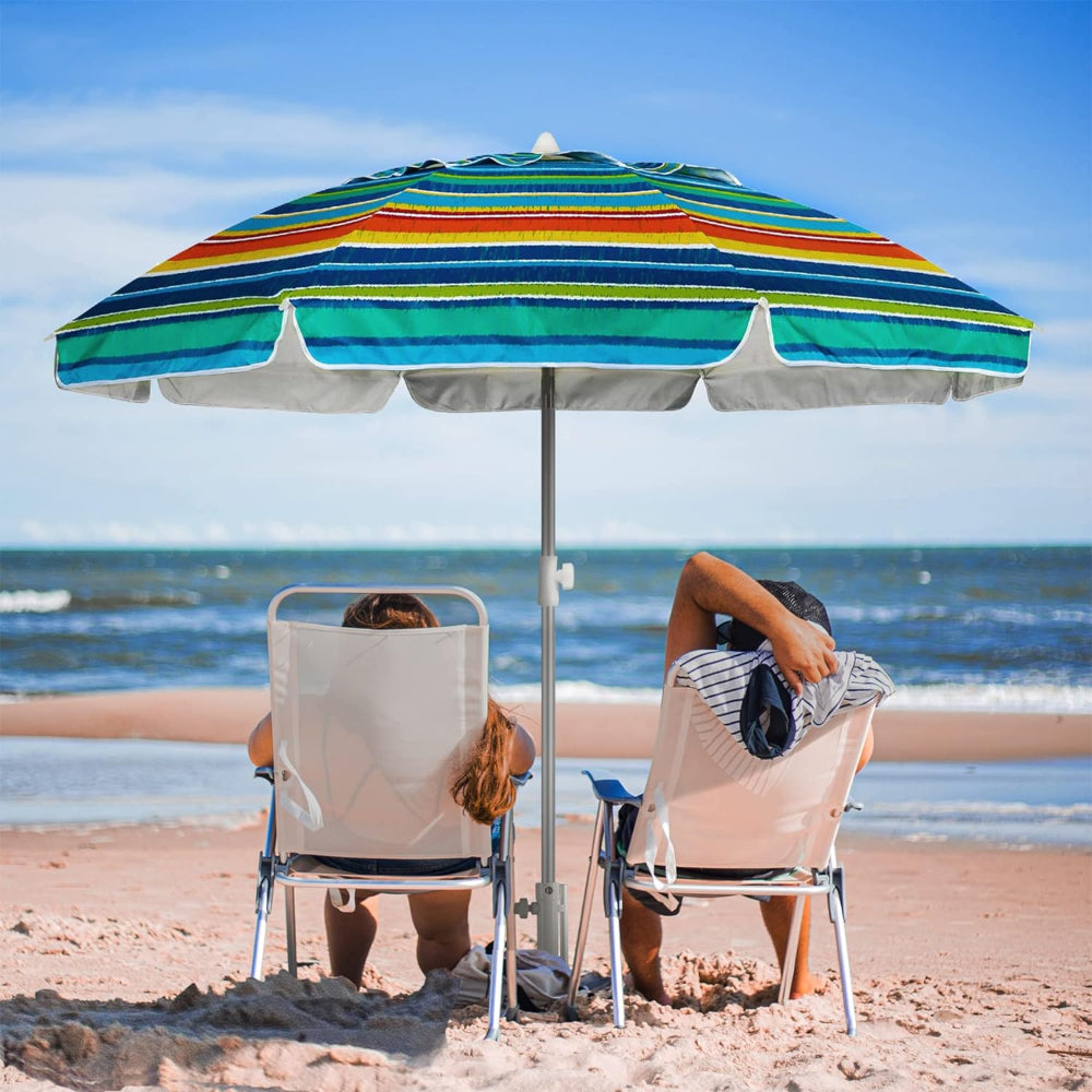 ammsun 6.5 ft outdoor patio beach umbrella AMMSUN 6.5ft Outdoor Umbrella with sand anchor,Red Stripes