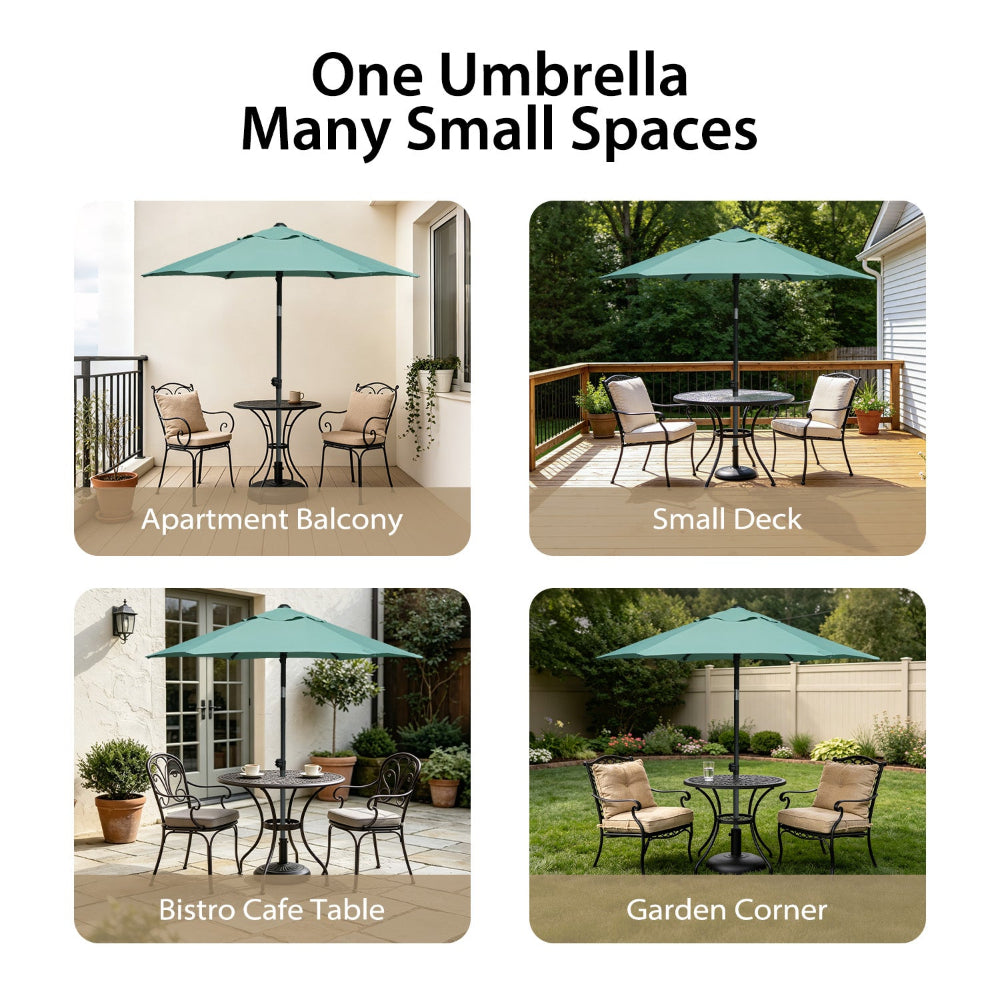 AMMSUN 6ft green large umbrellas for rain heavy duty umbrella for table fits for balcony, cafe table and garden corner
