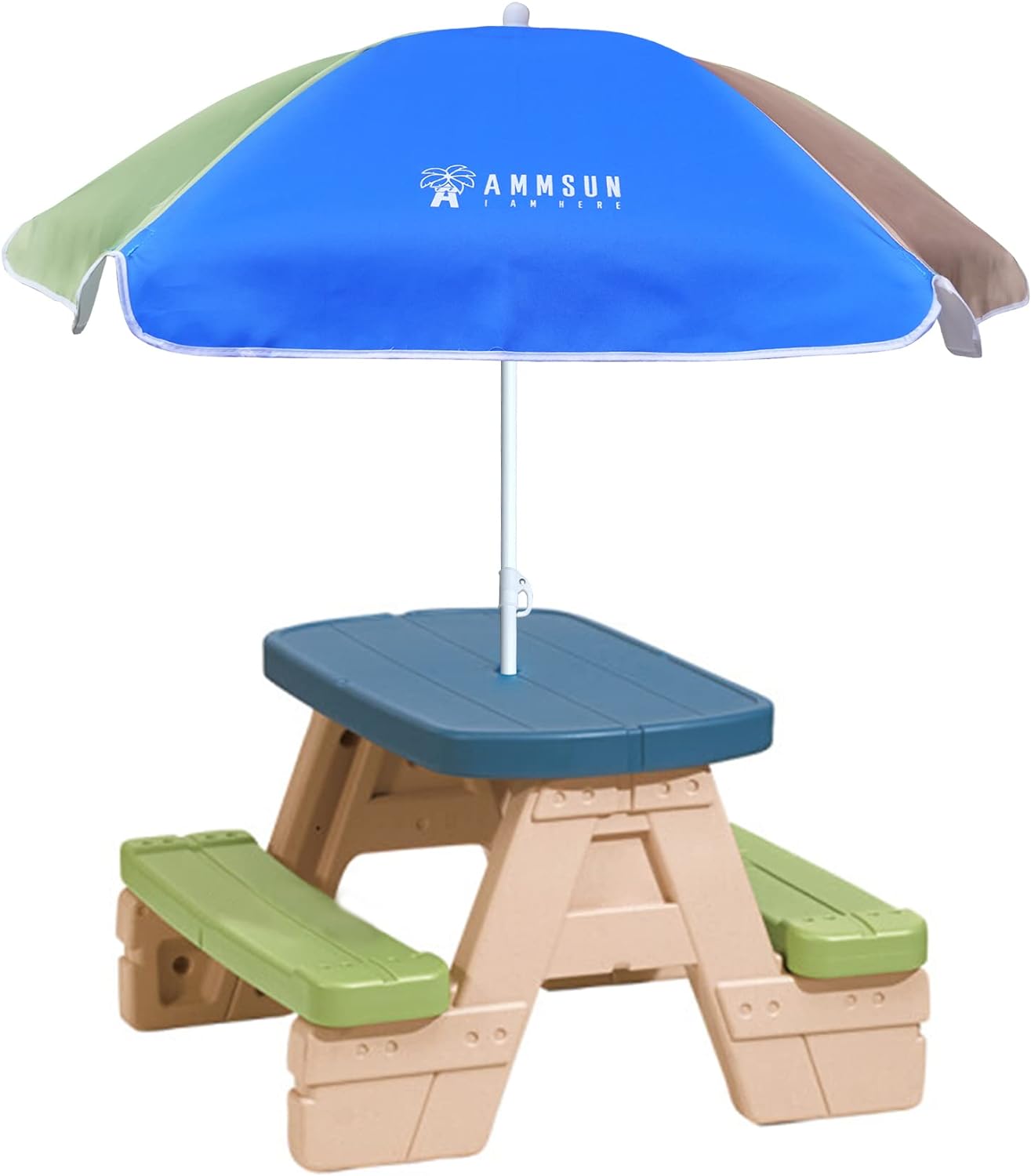 AMMSUN 5ft Beach Camping Garden Outdoor Kid Umbrella Green Blue