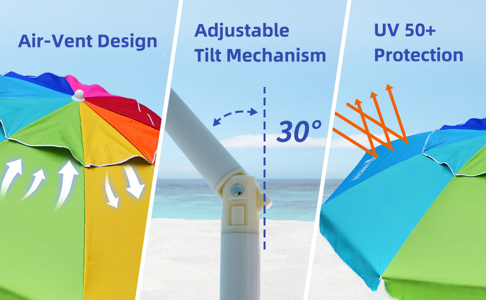 large rainbow patio umbrella AMMSUN 6.5ft Outdoor Umbrella,Rainbow