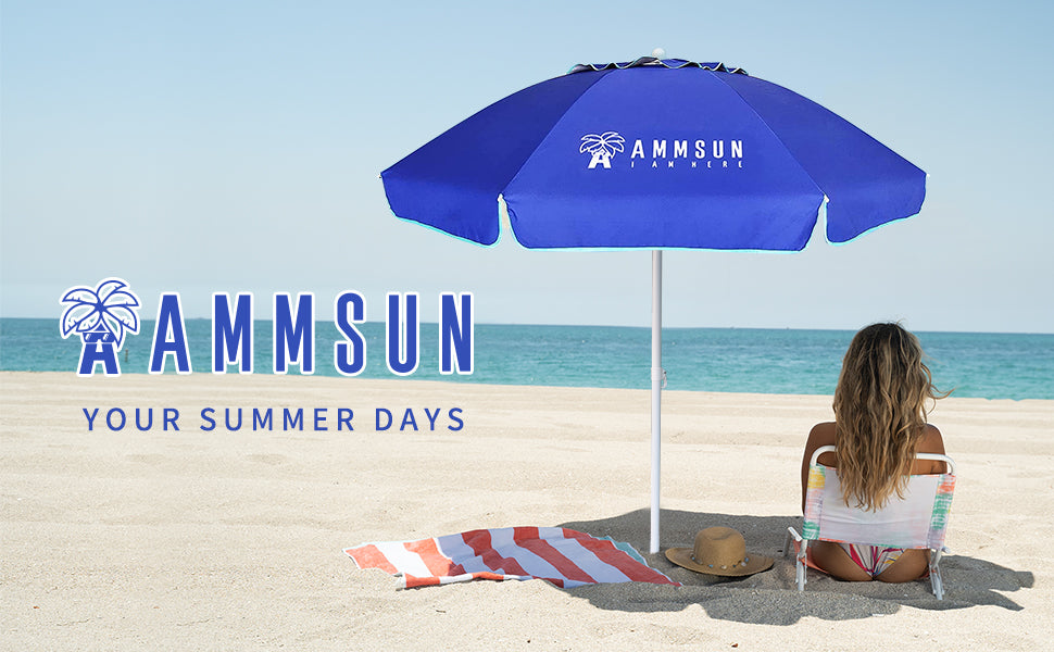 ammsun 6.5 ft outdoor patio beach umbrella AMMSUN 6.5ft Outdoor Umbrella,Blue
