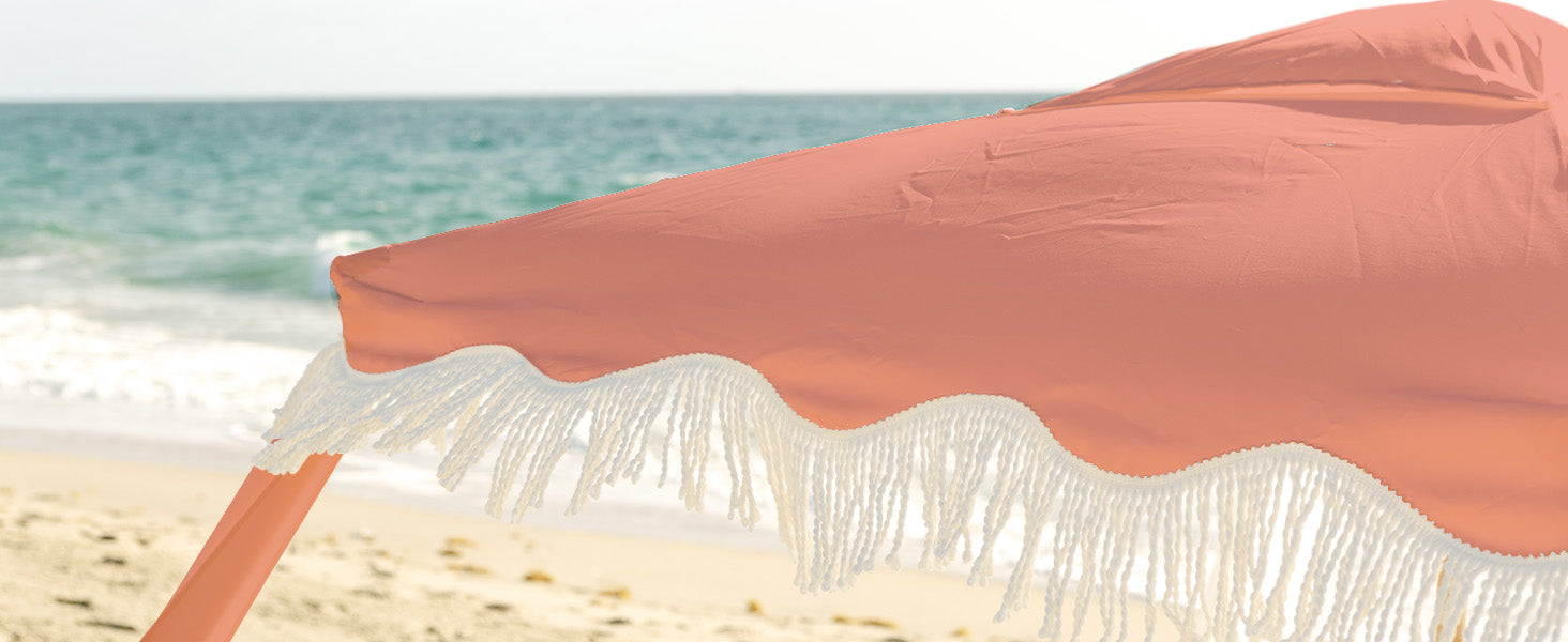 AMMSUN 7ftx7ft vintage pink perfect beach set up cabana with fringe canopy beach