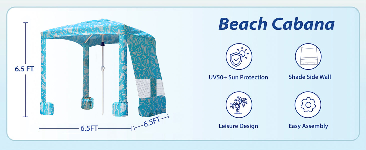 AMMSUN beach cabanas beach shade canopy for sand with side wall is in 6.5ft tall