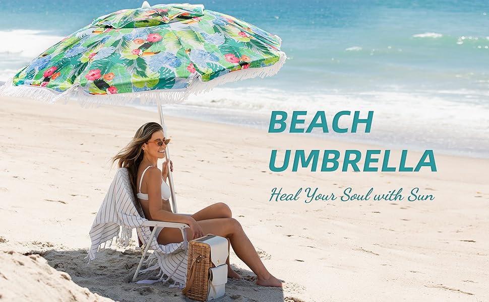 ammsun 6.5 ft outdoor patio beach umbrella sun AMMSUN 6.5ft fringe Beach Umbrella,tropical
