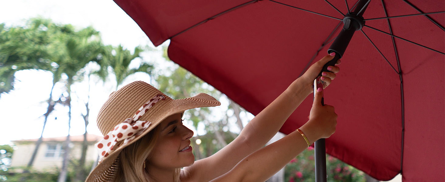 AMMSUN 6.5ft Patio Table Umbrella,Maroon