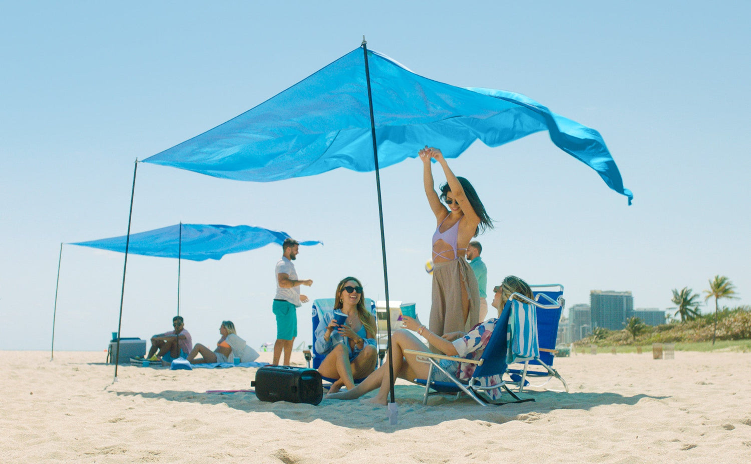 beach tents and umbrellas AMMSUN Beach Shade Provides 128 Sq. Ft. of Shade