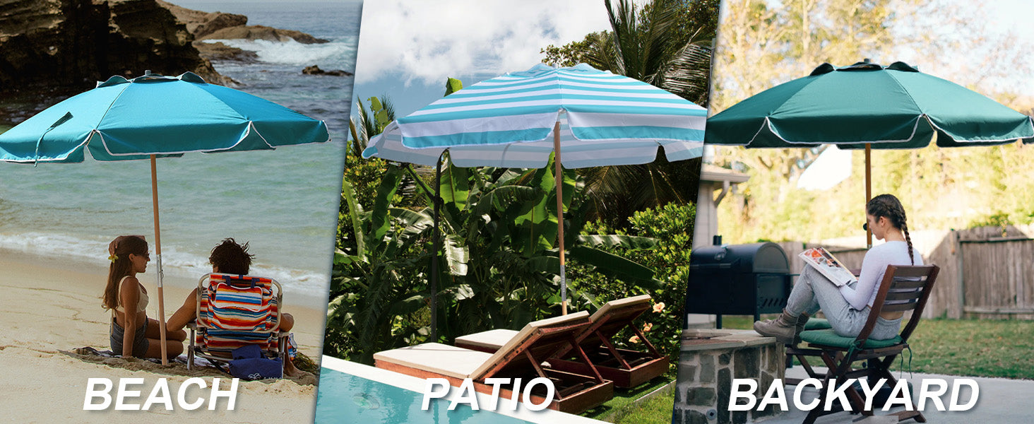 7.5 ft patio umbrella with crank multi color beach theme AMMSUN 7.5ft Commercial Grade Beach Umbrella,Teal