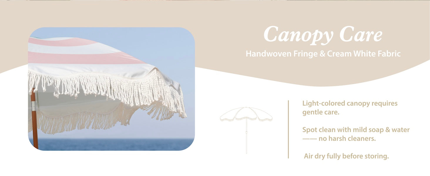 AMMSUN 6.5ft fringe boho outdoor umbrella has tassel for beach umbrellas