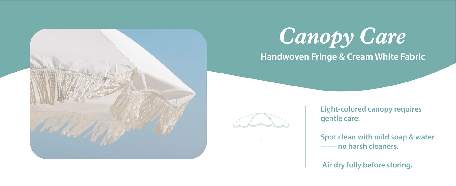 AMMSUN 6.5ft outdoor umbrellas with fringe boho beach umbrella