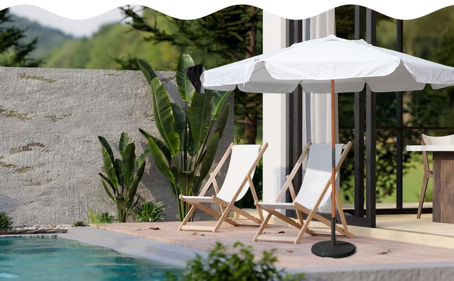 AMMSUN 7.8ft Beach & Patio Umbrella,Vintage White
