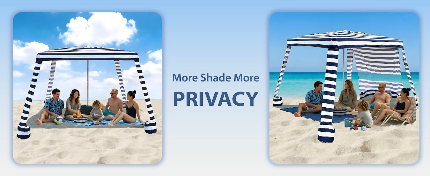 AMMSUN 8'x8' extra large beach cabana tent portable has privacy sun wall for more shade