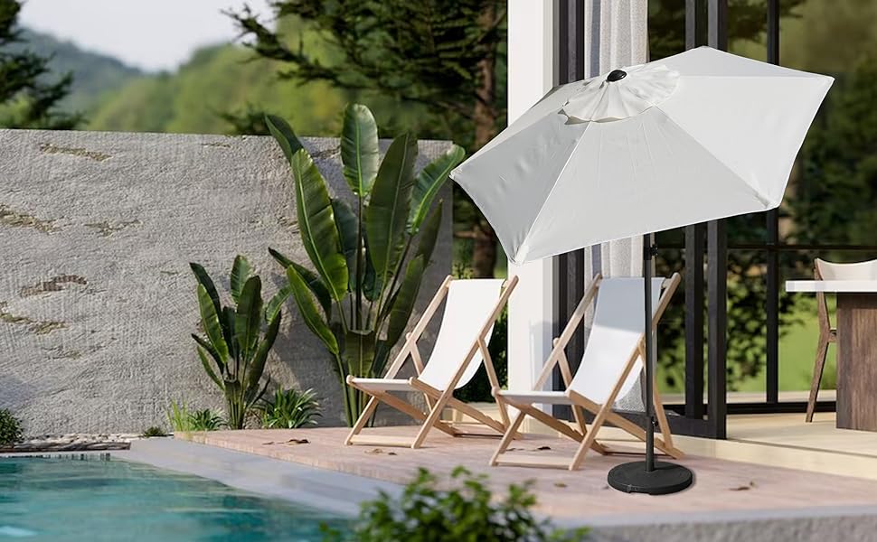 AMMSUN 5.8ft Small Patio Table Umbrella,White | AMMSUN Beach Umbrella