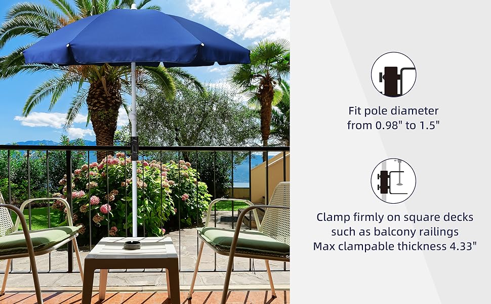 cutlery holder patio umbrella attachment AMMSUN Heavy Duty Upgraded Patio Umbrella Clamp 360 Degree rotatable